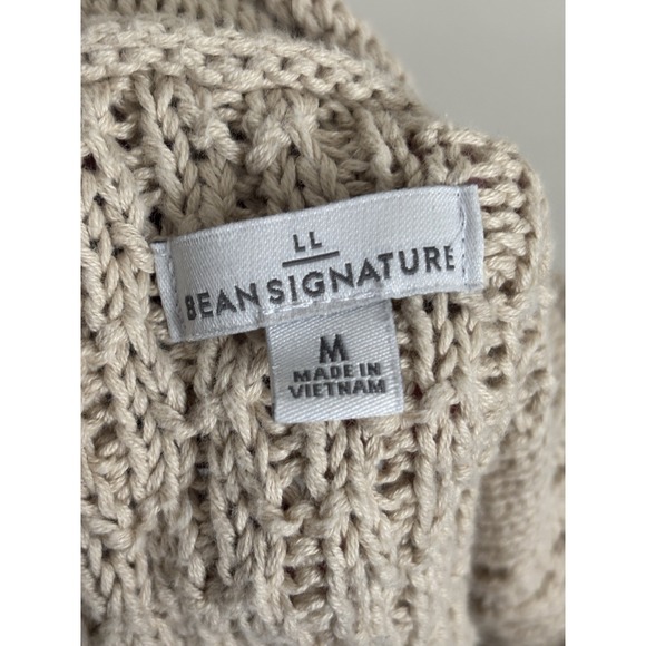 LL Bean Signature Cotton Funnelneck Sweater Womens Medium Beige Cabin Outdoor - Picture 2 of 6